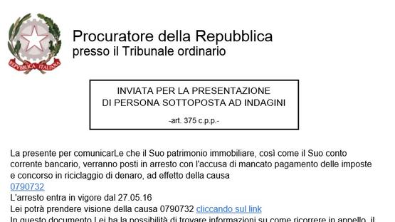 E-mail dalla Procura, occhio alla truffa
